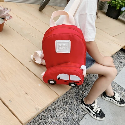Детские Мини-школьные сумки, рюкзаки для маленьких девочек, маленькие детские сумки через плечо с машинками, новинка года, съемные сумки, черные, красные сумки для мальчиков, унисекс - Цвет: Red 17cmx23cmx4cm
