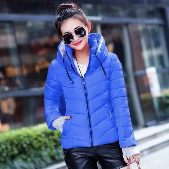 ZOGAA размера плюс S-3XL Женская Весенняя тонкая парка модная куртка с капюшоном приталенная уличная разноцветная Повседневная хлопковая куртка пальто - Цвет: blue1