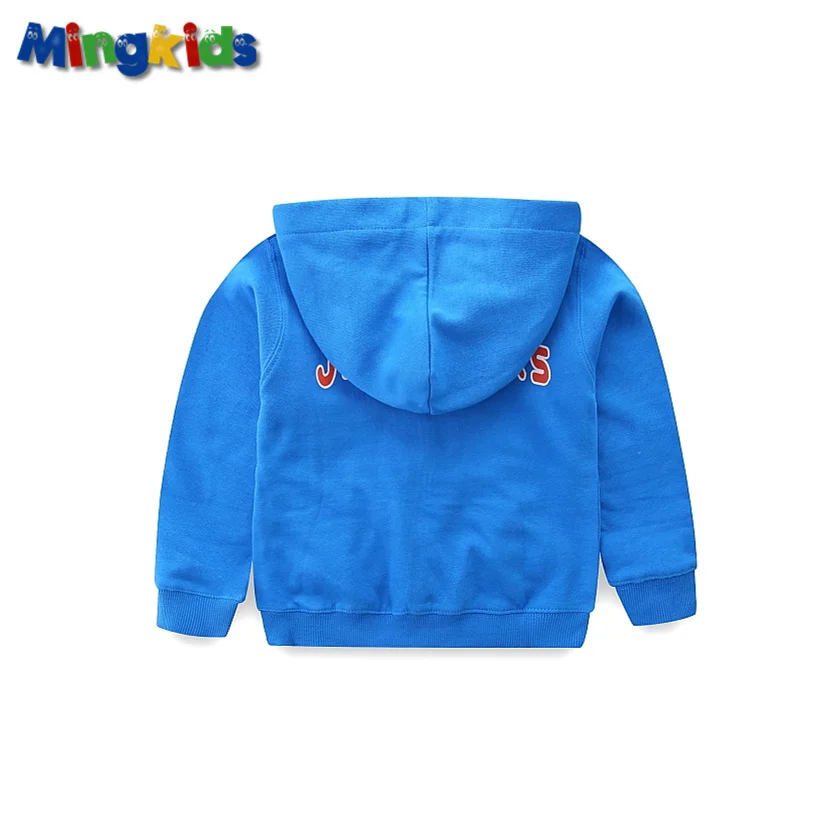 Mingkids Мягкая тонкая толстовка кофта худи мальчик с начесом яркого морского синего