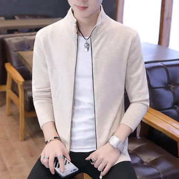 

2020 Men's Autumn Personality Fashion Slim Knit Sweater Stand Collar Wild Cardigan Sweater