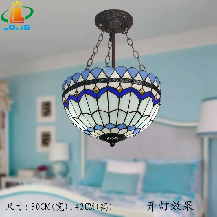 

12 inch Tiffany counter chandelier bedroom study chandeliers aisle lamps filled counter chandelier handsome blue hanglampen