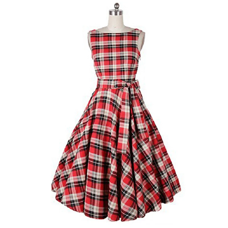 womens red check dress