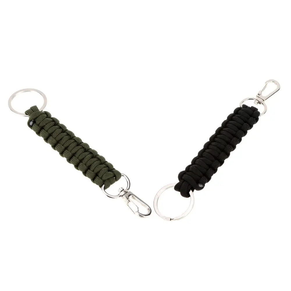 المنسوجة Paracord سلسلة مفاتيح قصيرة عدة نجاة أدوات 7 ستراند المظلة الحبل سلسلة مفاتيح قصيرة حلقة تسلق هوك أطقم سفر