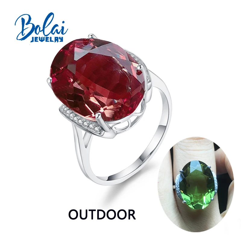 Bolaijewelry, кольца из зултанита, 925 пробы, серебристого цвета, драгоценные камни, Овальные, 13*18 мм, 12.1ct, элегантный дизайн, подарок на день рождения