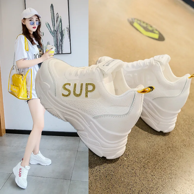 

Increased shoes female 2019 summer thick bottom cake shoes women's tide shoes breathable mesh face old shoes women