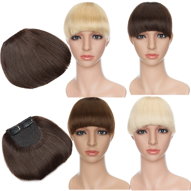 SEGO 2 Clips in Straight Bangs Human Hair Bangs Non-Remy Blunt Bangs Brazilian Hair 15*15cm Pure Co