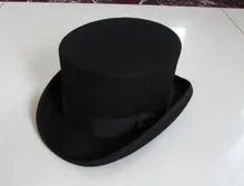 British Style Uomo Donna Lana Fedora Steampunk Top Hat Cilindro mago cappello Magico Buon Pacchetto Fedora Berretto di Lana 12 cm Alta B 8114