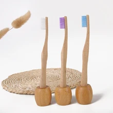 1pc Natural Bamboo Portable Toothbrush Base Teeth Brush Wooden Base Oral Care High Quality