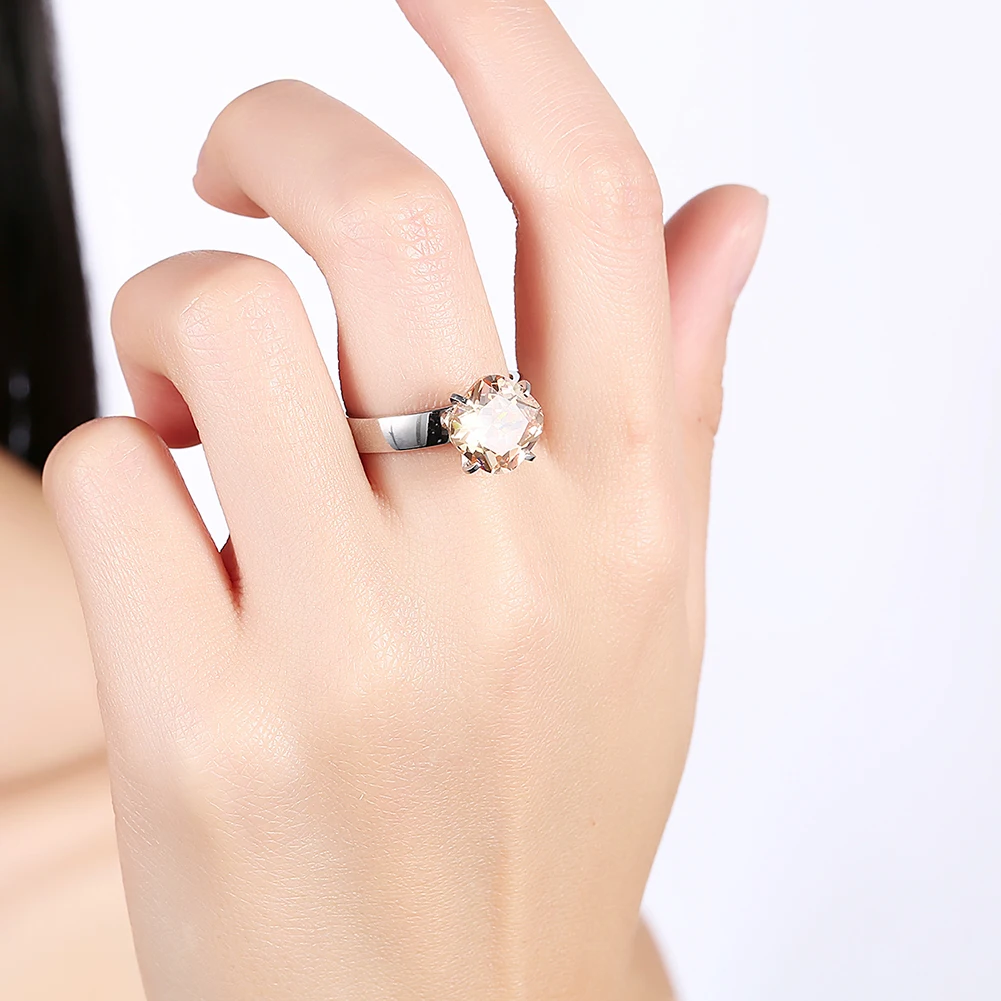 UFOORO Love Cubic Zirconia Promise кольцо ювелирное белое золото заполненное простой 316L нержавеющая сталь проложить обручальное кольцо для женщин невесты