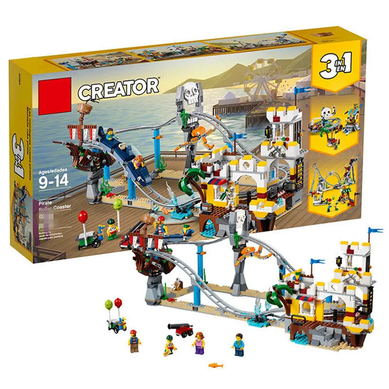 

Compatible legoings City Park the Pirate Roller Coaster 3 in 1 Model Building Blocks Creative Toys for Children Christmas