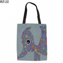 Большой Ёмкость хозяйственные сумки складные женские забавные с принтом слона сумка через плечо ручной работы для женщин многоразовое хранилище