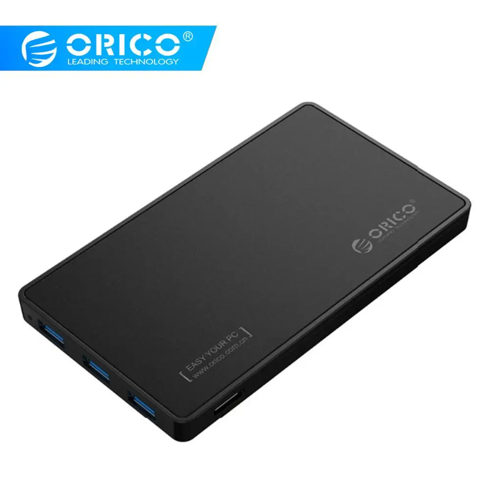 ORICO 2.5 HDD Enclosure USB 3.0 Hard Drive Case with 3 Ports USB3.0 HUB
