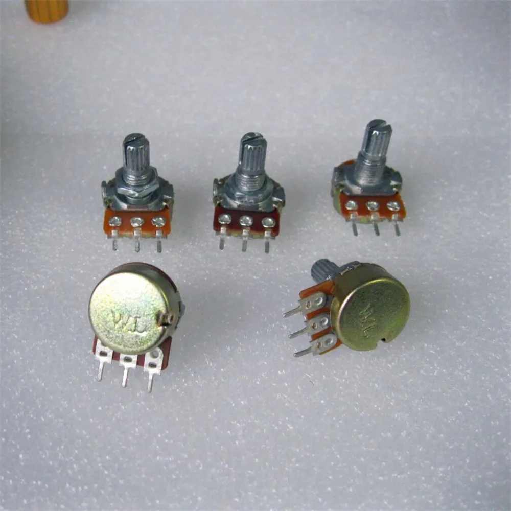 

10pc High Quality WH148 B5K Adjust volume size Switch potentiometer Linear Potentiometer 15mm Shaft With Nut And Washers Hot