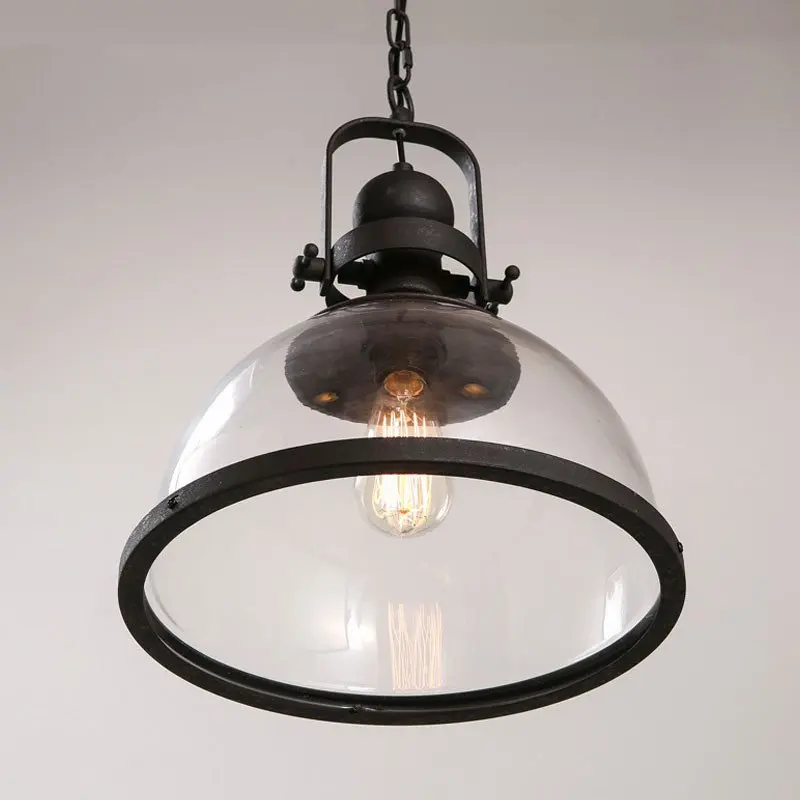 The Vintage Iron Pendant Lights Loft Industrial Decor Dining Room Kitchen Home Hanging Lamp clear glass aisle Lighting Fixtures