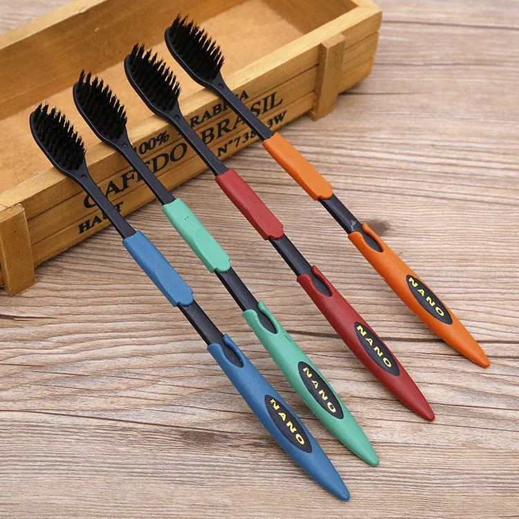 

4pcs Double Ultra Soft Teeth Toothbrush Korea Nano Bamboo Charcoal Oral Care Set