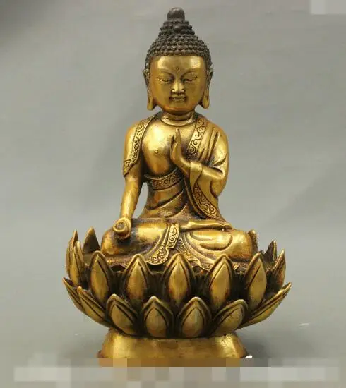 

S4514 8" Tibet Buddhist Bronze Gilt Shakymuni Sakyamuni Buddha Bowl Lotus Seat Statue