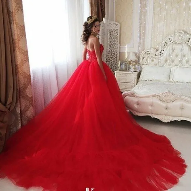 2015 кружева аппликации милая моды свадебное платье 2015 красный люкс свадебные платья бальное платье свадебные платья noiva Часовня поезд