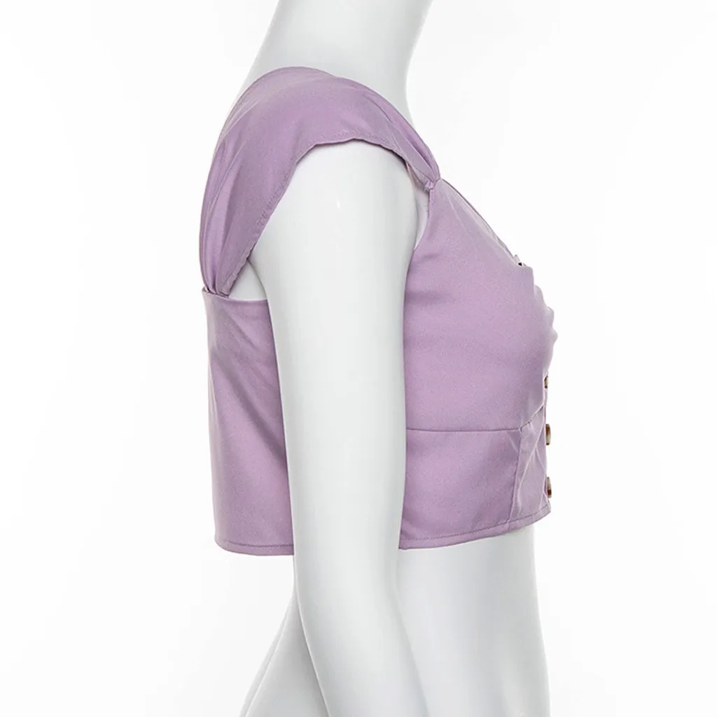 Feitong, укороченный топ, сексуальная Женская Клубная одежда, безрукавка, открытый жилет с коротким рукавом, топы, одноцветные безрукавки для женщин#3