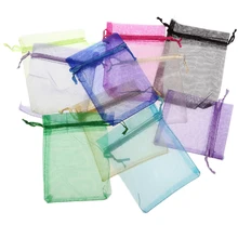 100 шт. плотная мешочек из органзы свадьбы День рождения ювелирные изделия мешочек 9*12 см