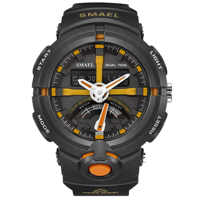 Новые часы Smael, брендовые часы, мужские Модные Повседневные электронные наручные часы, горячие часы, цифровой дисплей, уличные спортивные часы 1637 - Цвет: Orange