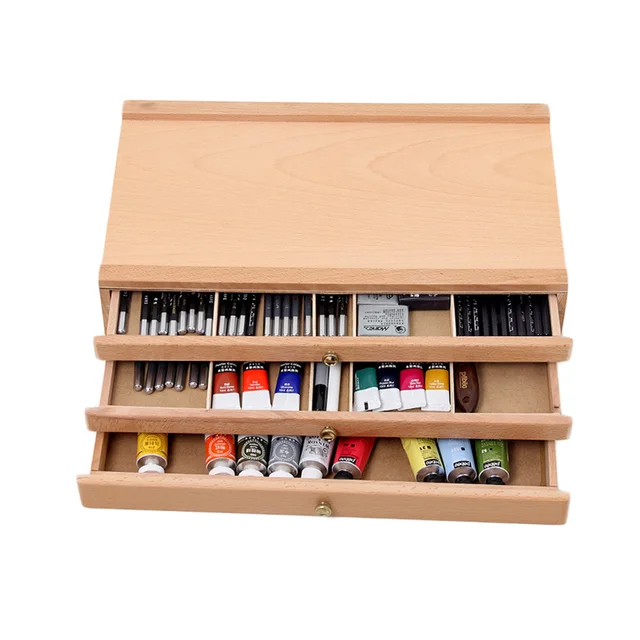 Artista de madera Caja de Almacenamiento de 1/2/3 Cajones Organizar