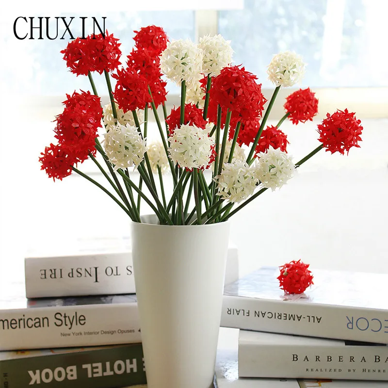 

Plastic Artificial Flowers Small Onion Ball Christmas Flowers Decoration Accessories Home Wedding Decor 3 heads/bouquet 4 Colors
