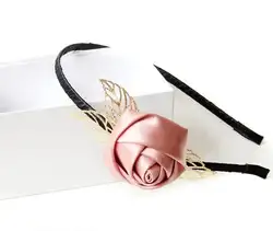 Новое поступление женские розовый цветочный с золотой обруч с листьями Вечерние Девушки Прекрасный Милая повязка прекрасные аксессуары