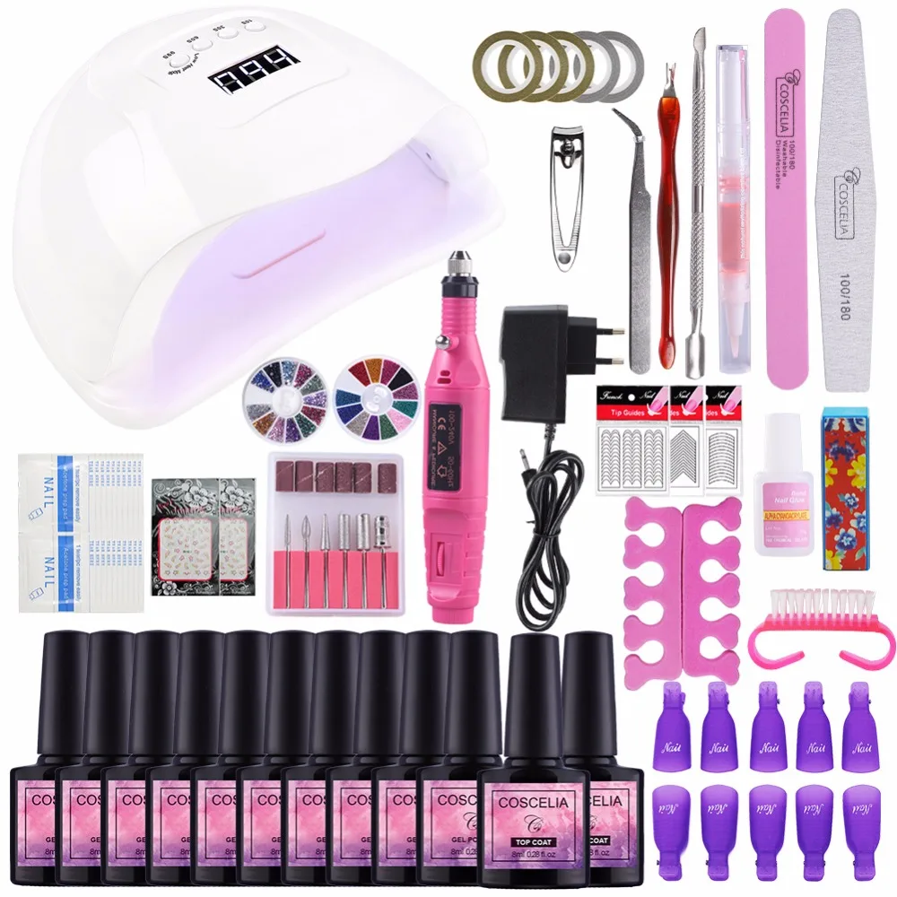 

COSCELIA Manicure Set For UV LED Lamp Dryer Nail Set Kit Gel Nail Polish Gel Varnish Set For Manicure For Nail Art Tools