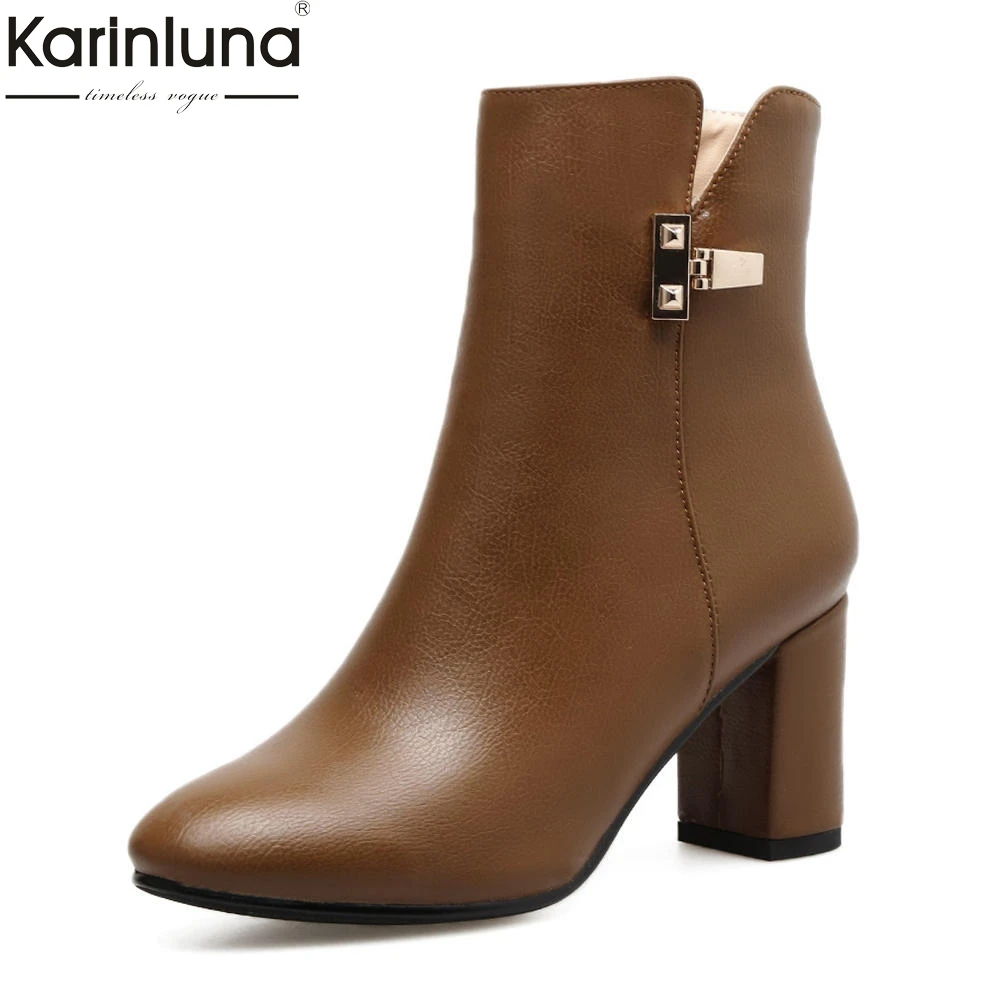 

KarinLuna new plus size 33-41 Zip Up New Fashion Elegant Boots Woman Shoes Women Hot Sale Ankle Boots Women Footwear