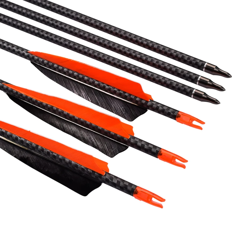 12 шт. 30 дюймов стрельба из лука 3K плетеные Углеродные охотничьи стрелы съемные