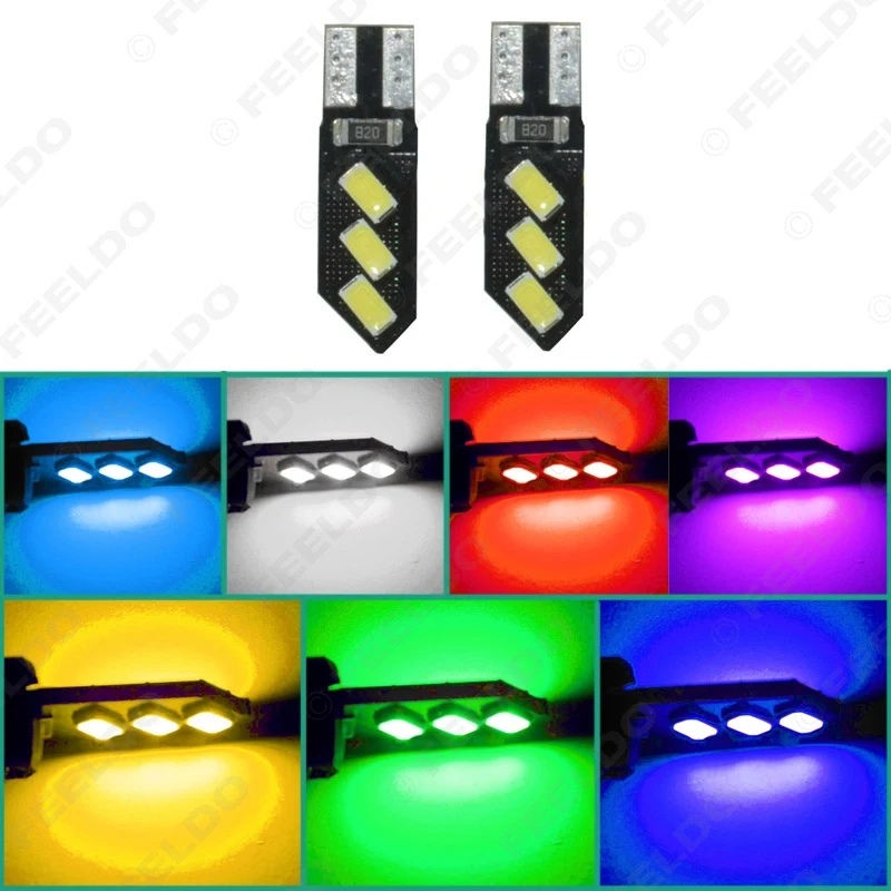 FEELDO 2 шт. DC12V T10 194 3 Вт 6SMD 5630 автомобильная светодиодная лампа Canbus без ошибок 7