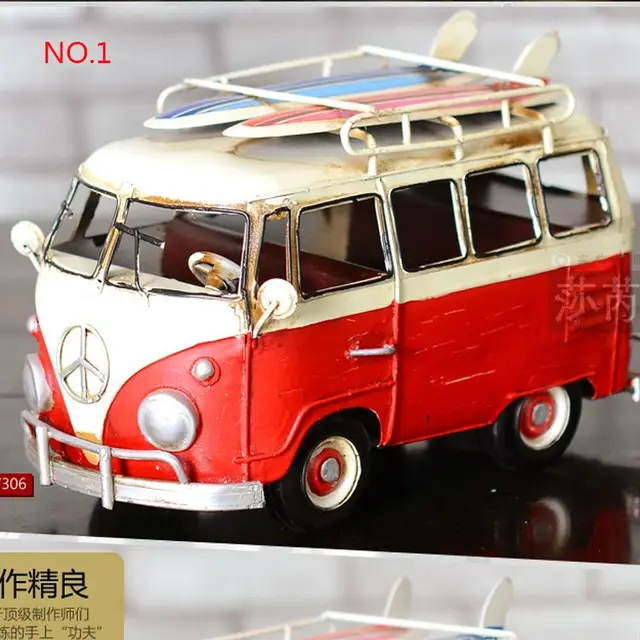 Creative Retro Handmade Metal Car Model Volkswagen Bus Vintage Creative Retro Handmade Metal Car Model Volkswagen Bus Vintage Cars Iron Clic Home Decorations Crafts