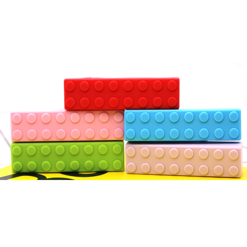 

Legos Teether Silicone Teethers Teething Pendant Necklace BPA Free Baby Chew Toy Silicone Baby Teether Toy Chewable Brick Stick