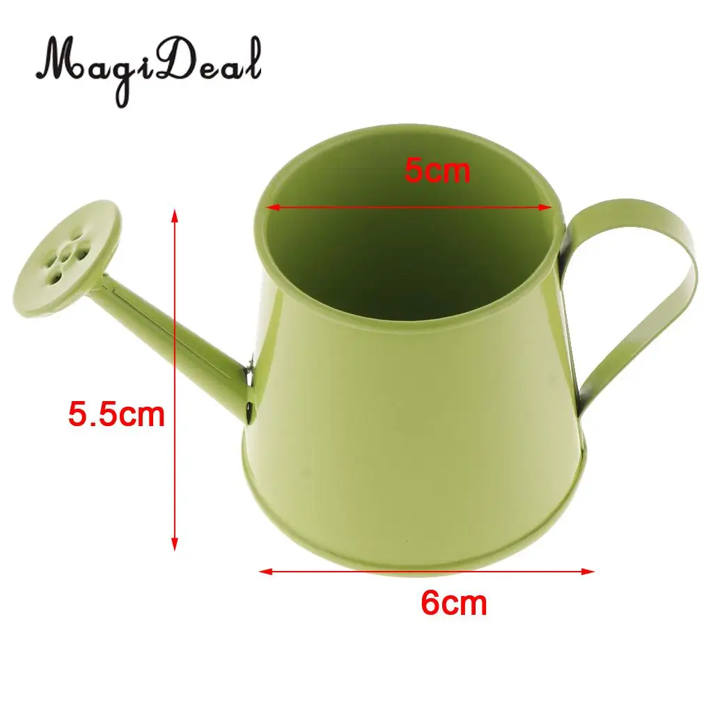 Pastoral Style Colorful Tin Flower Pot Mini Bonsai Watering Can Pot Succulent Plants Vase Decor