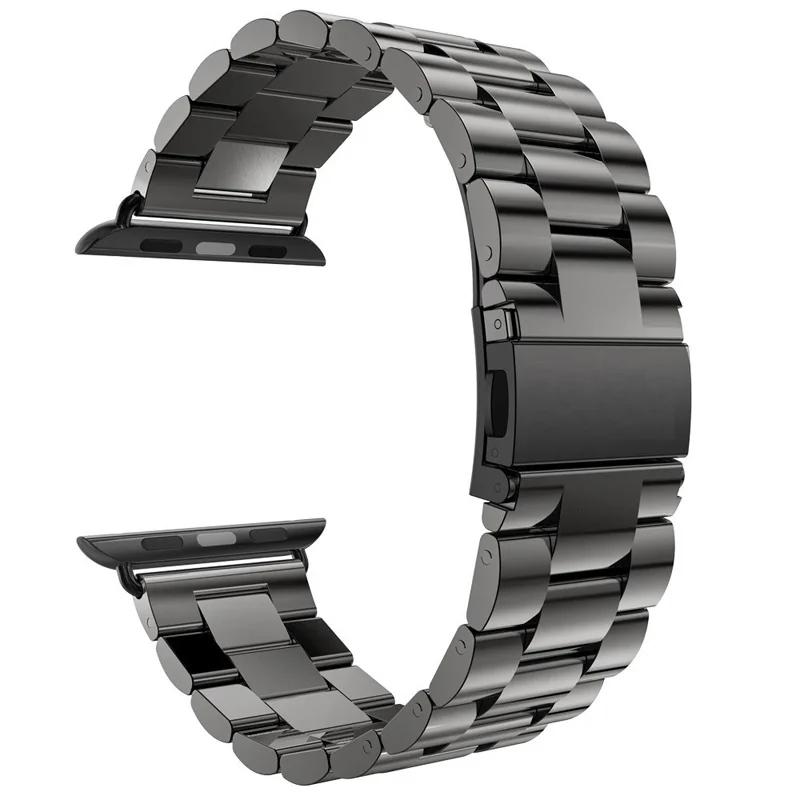 For Apple Watch Band 42mm Black Gold Stainless Steel Bracelet Buckle Strap Clip Adapter For Apple