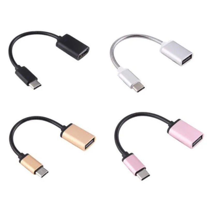 

100pcs Metal Type-C USB To USB 2.0 OTG Adapter Type C Data Cable Connector For Computer PC For Cell Phone