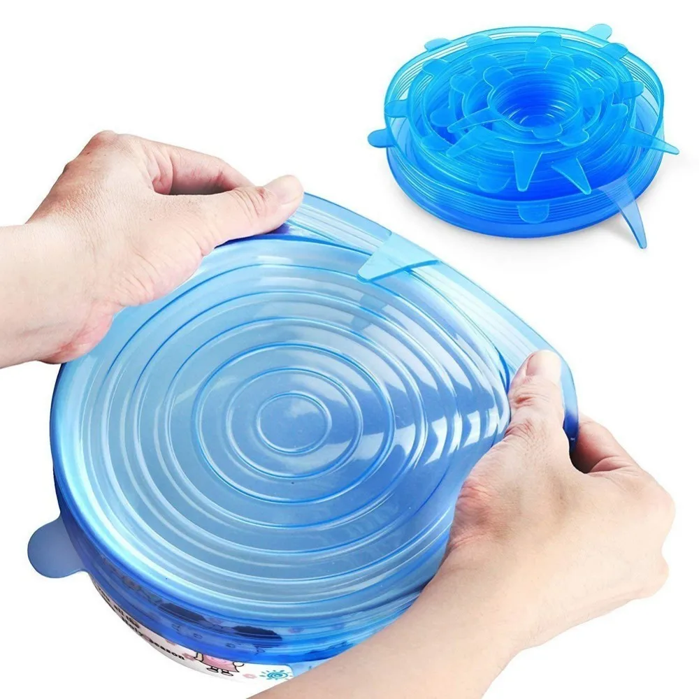 

6Pcs/set Stretchable Silicone Wrap reusable Food Fresh Keeping Cover Smell Proof Seal lid Kitchen Tools