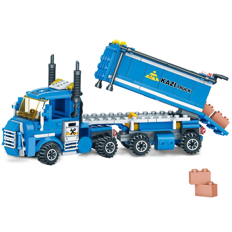 Cena Nowy 318 sztuk 4 w 1 miejskie fracht Building Blocks kompatybilny LegoINGlys miasto ciężarówka bloki DIY cegły zabawki edukacyjne dla dzieci