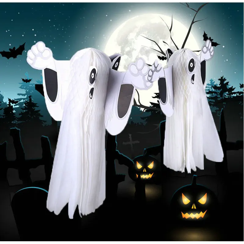 2 размера белая страшная бумага висячая призрак Складная забавная вешалка для прихожей для двери Хэллоуин вечерние реквизит аксессуары