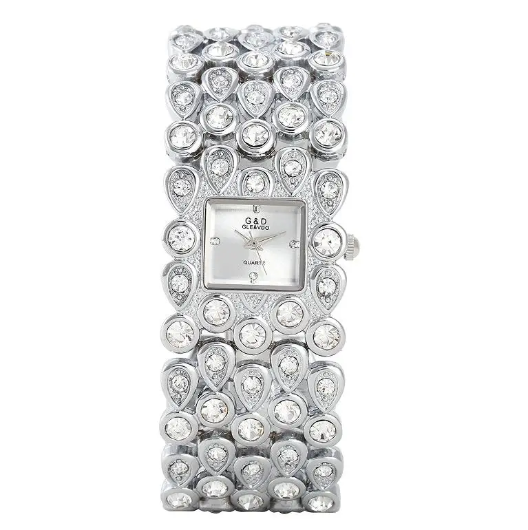 G& D, роскошные Брендовые женские часы-браслет, золотые стразы, ювелирные изделия, ЖЕНСКИЕ НАРЯДНЫЕ часы, браслет из нержавеющей стали, женские часы - Цвет: Silver B
