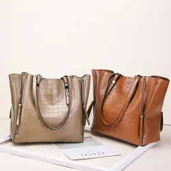 Новая Европейская и американская женская сумка простой плечо модная сумка крокодил классический totte сумка