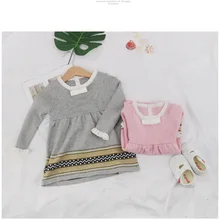 Детские платья для девочек 1, 2, 3, 4 лет, трикотажное платье принцессы с принтом для малышей хлопковый новогодний костюм с длинными рукавами модная одежда для малышей