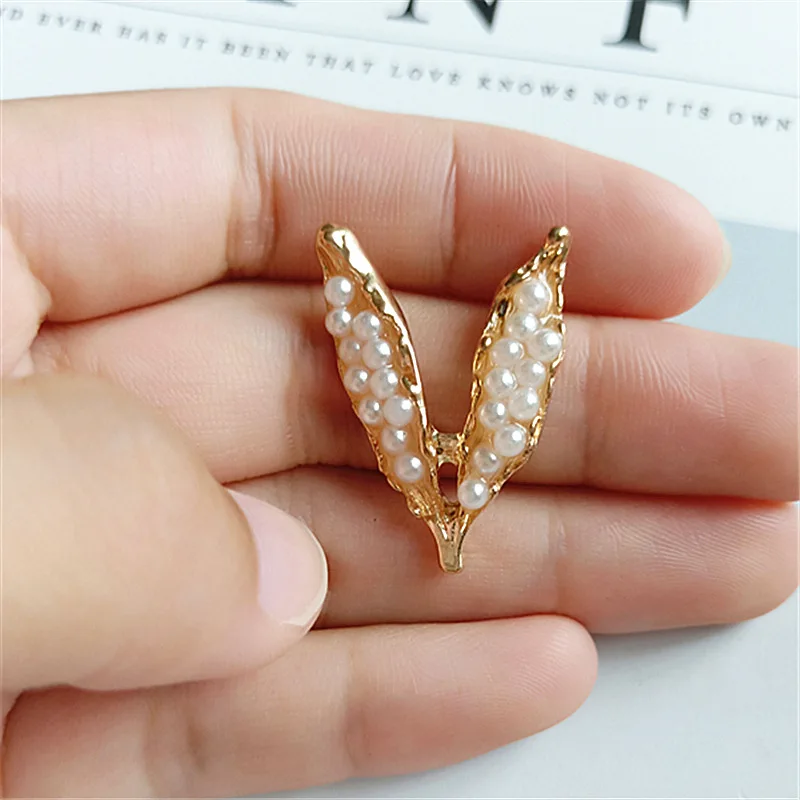 

50pcs 28*21mm Gold Tone Imitation Peal Branch Charm Leaf Branch Pendant DIY for Handmade Wedding Jewelry Making wholesale