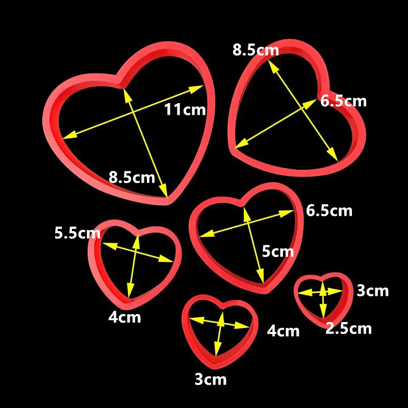 Режущий пресс для 6 штук печенья в форме сердца сахарного торта 07008|heart die|shape cuttingdie