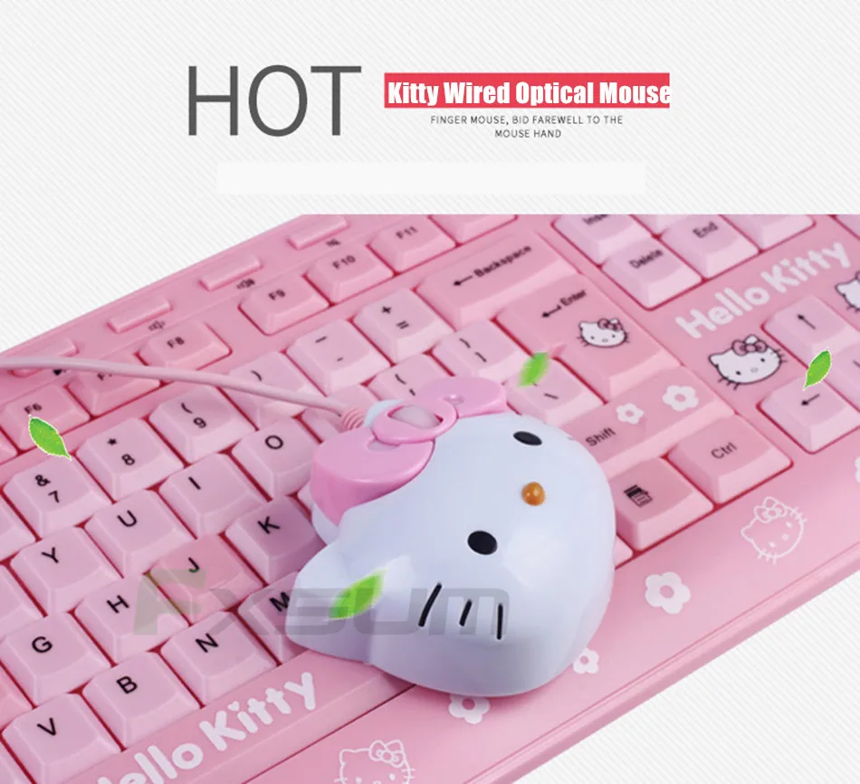 Дропшиппинг 3D мультфильм hello kitty проводная мышь USB 2,0 Pro розовая Милая игровая мышь оптическая мышь для компьютера ПК детские мыши для девочек