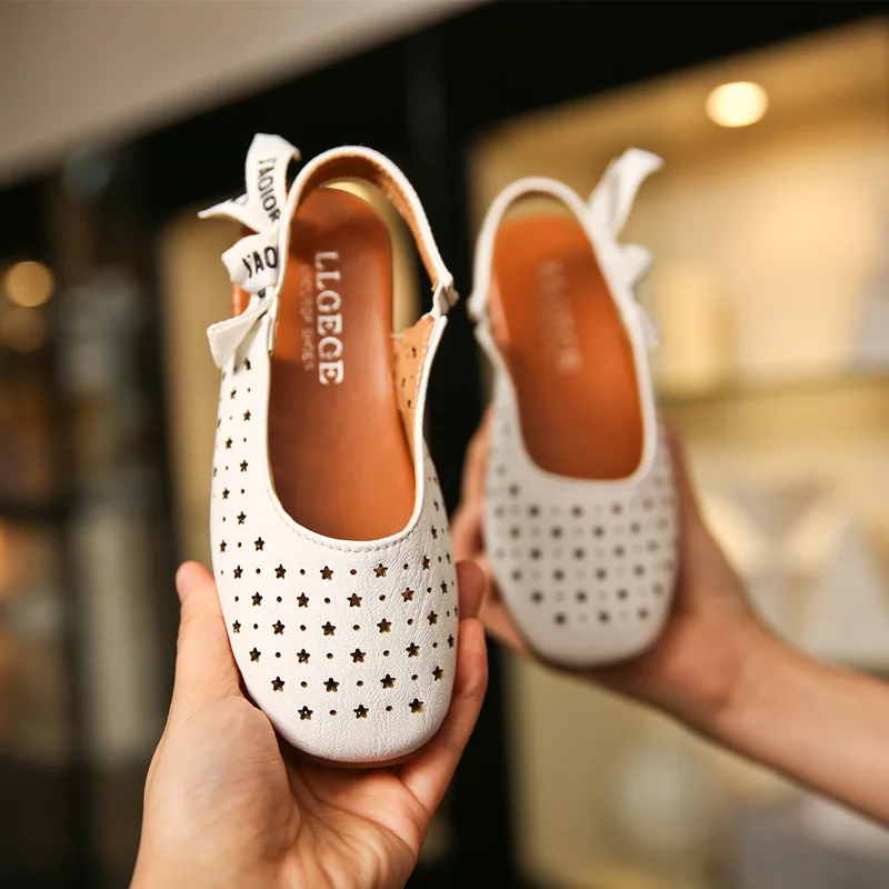 

2017 new summer girls big size flat sandals Princess soft bottom Baotou bow sandals flats shoes size 26-36