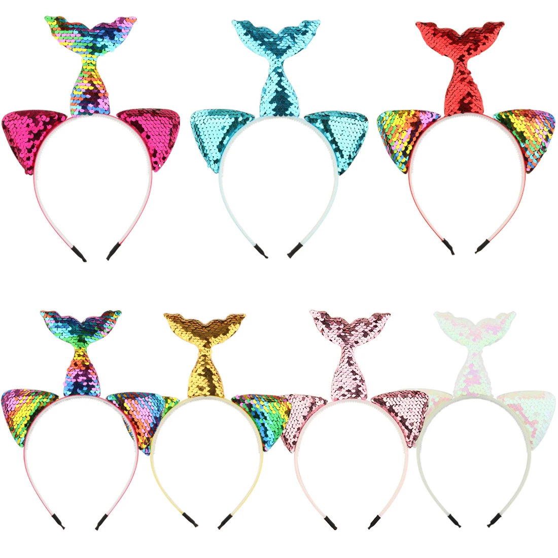 

1 PC Girls Birthday Party Hairbands Cat Ears Headhoops Children Mermaid Headbands Reversible Ear Cartoon Sweet Kids Headwears