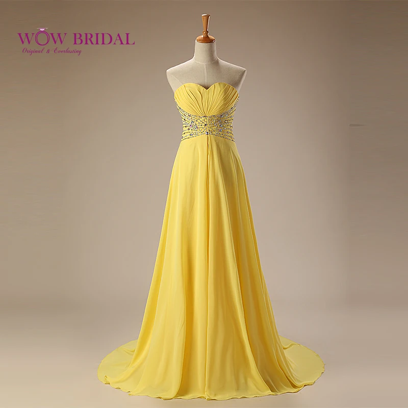 Wowbridal Graceful Prom Dress 2021 Sweetheart Strapless Crystal Sequins Beaded Chiffon Draped Sweep Train Ruffles Party Gown | Свадьбы и