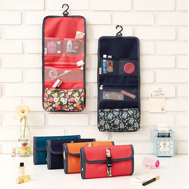 

High Capacity Floral Foldable Hanging Wash Bag Travel Storage Organizer For Make Up Toiletry Women Cosmetic Bag wall door