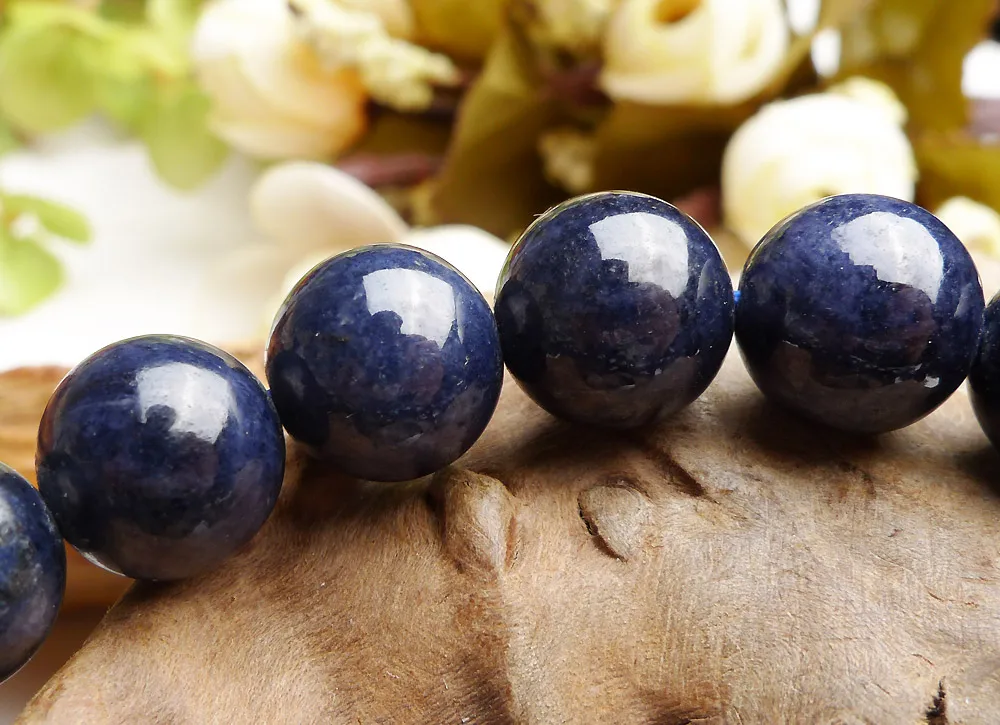 Genuine Natural Blue Sapphire Round Beads Gemstone Bracelet 10mm For Love Stretch Crystal Women Female Man Bracelet AAAA